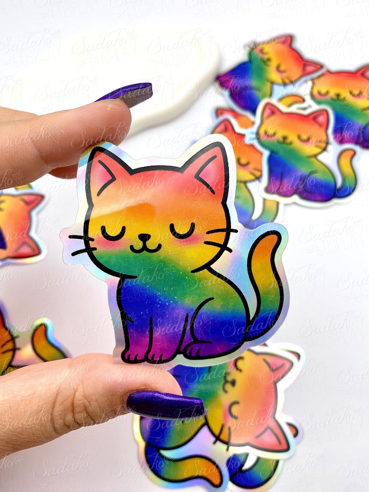 LGBTQ+ Pride Kätzchen Vinyl Sticker mit Holo-Laser-Effekt