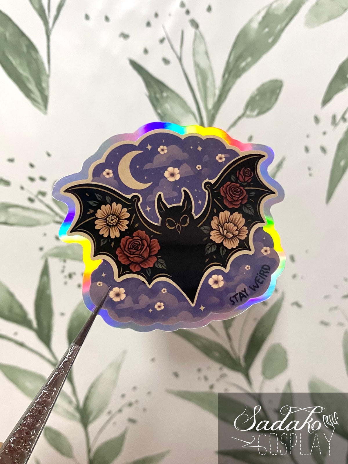Gothic "Celestial Fledermaus" Vinyl Sticker mit Holo-Laser-Effekt