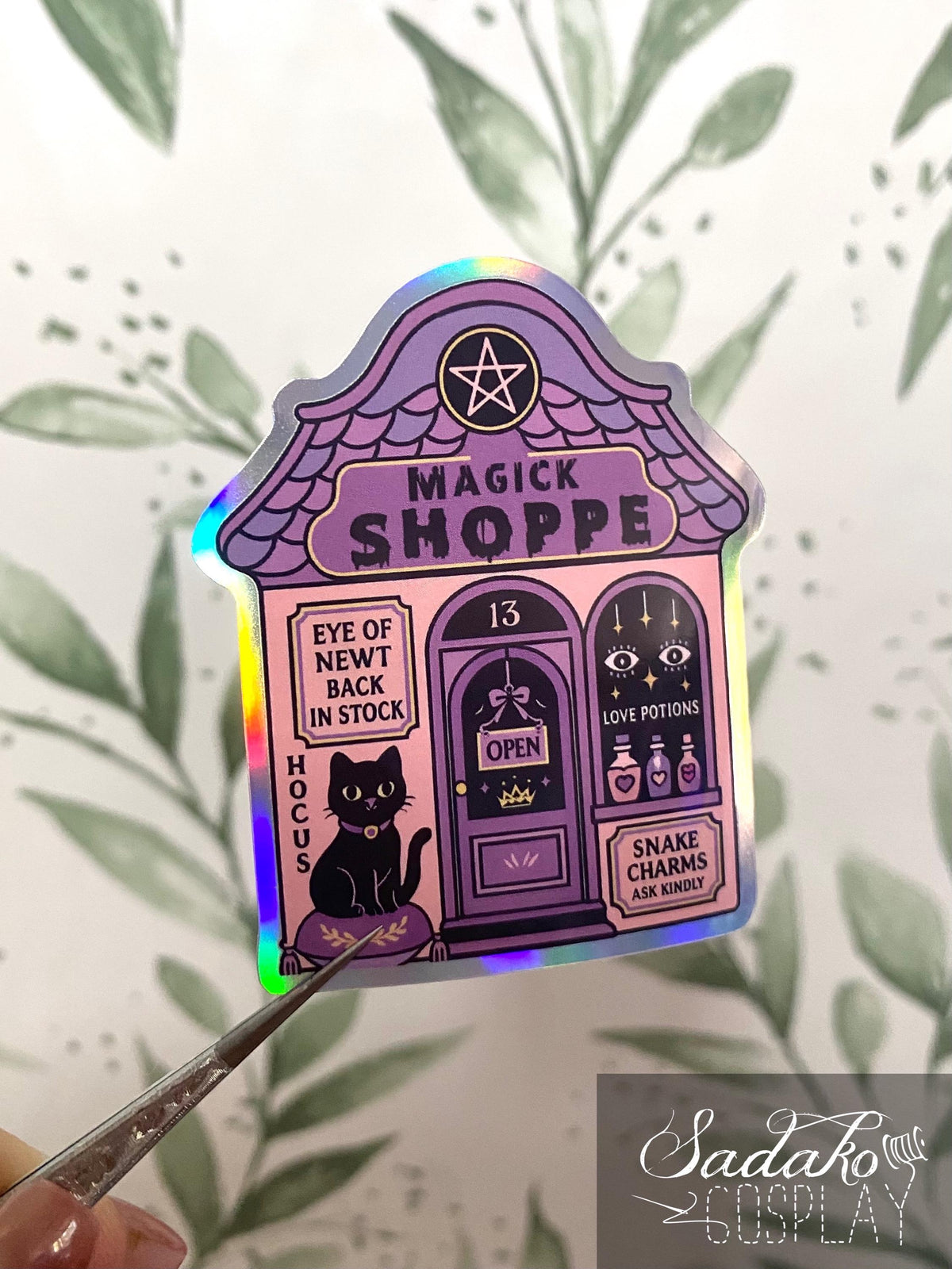 Gothic "Magic Witch Shop" Vinyl Sticker mit Holo-Laser-Effekt
