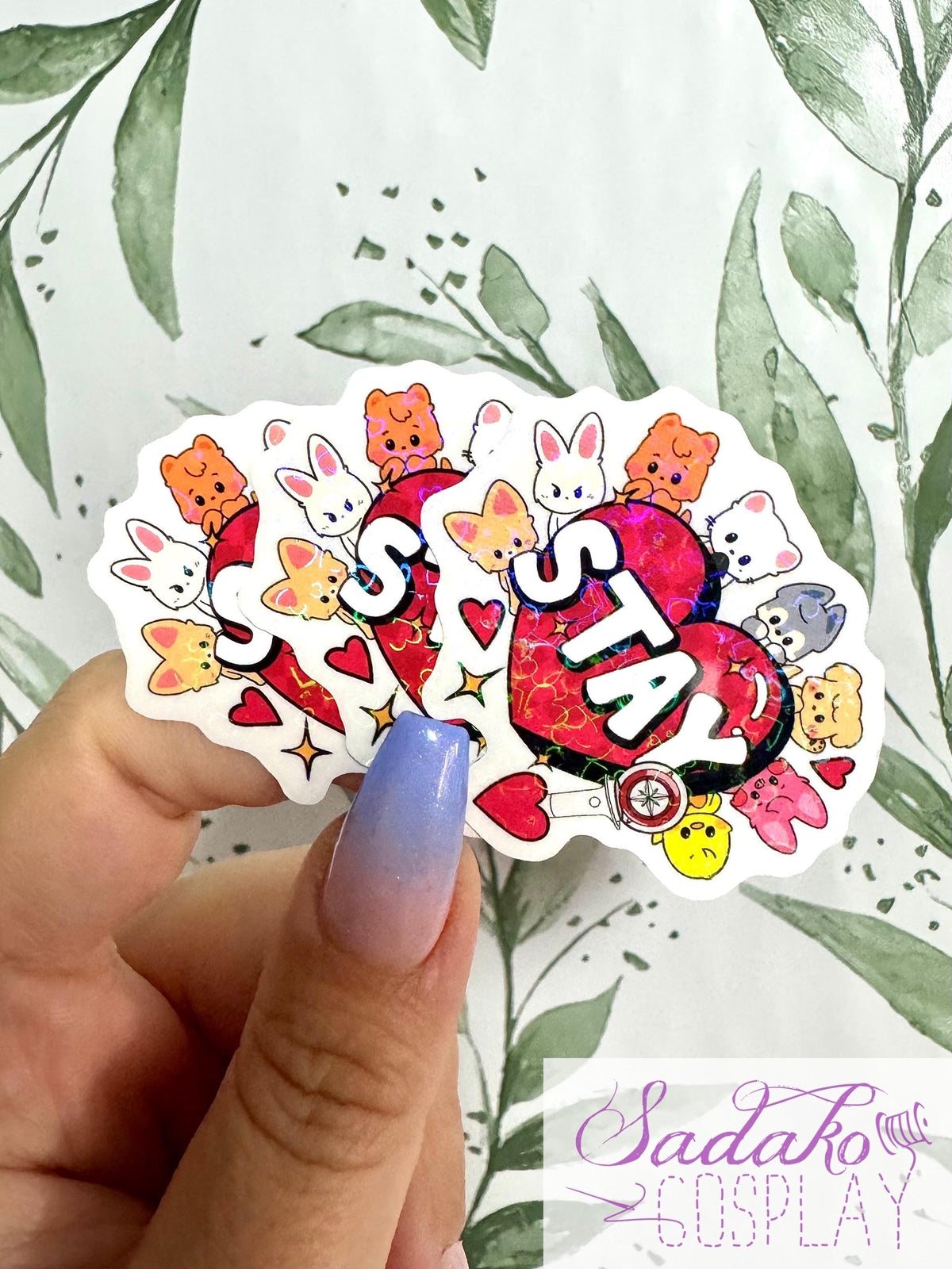 SKZOO & Stay Herz transparenter Stray Kids Glitter Sticker
