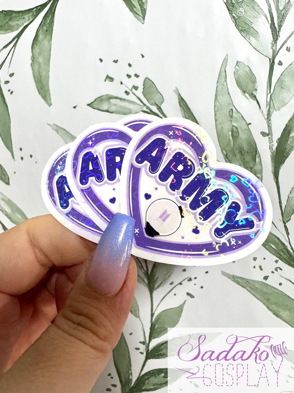 BTS & Army transparenter Glitter Sticker - K-Pop Heart Collection