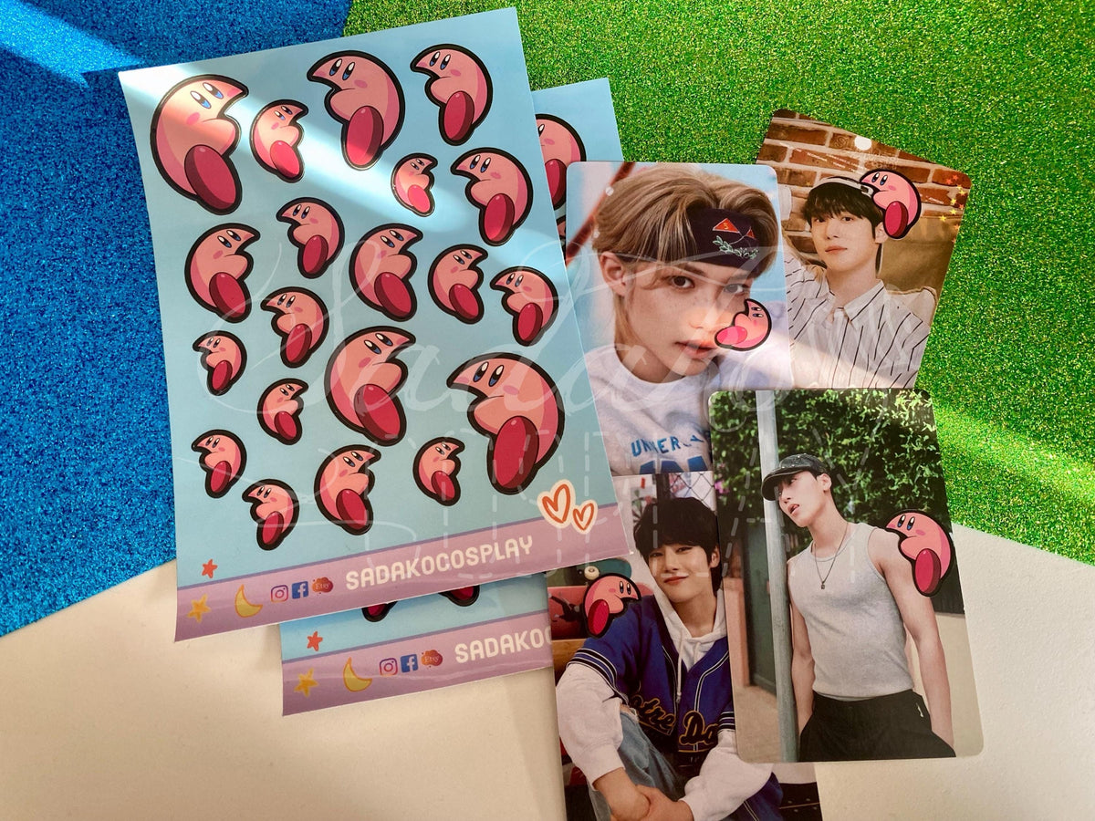 K-Pop "Nom Kirby" Vinyl Sticker Sheet für Photocards