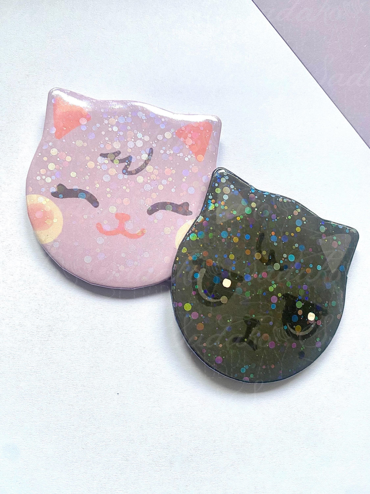 Wooyoung & San Katzen Glitzer Button Pin, WooSan ateez ATINY Atz, k-Pop cat shaped