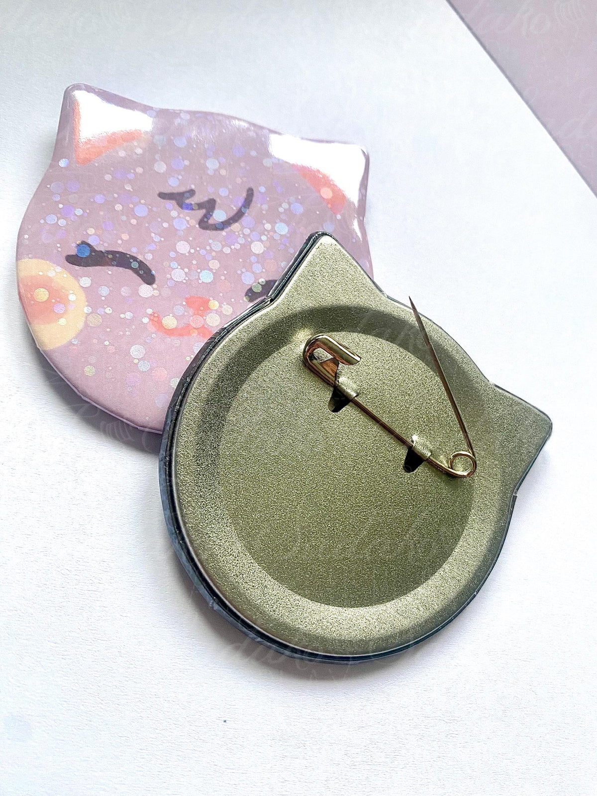 Wooyoung & San Katzen Glitzer Button Pin, WooSan ateez ATINY Atz, k-Pop cat shaped