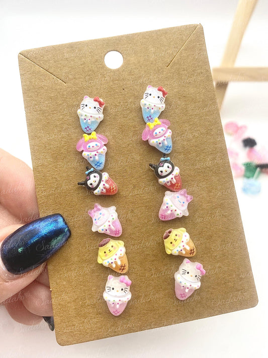 Mix & Match Sanrio Mini Ohrstecker - Resin Acryl charms mit Kunststoff Stecker, Ohrringe Ear Studs