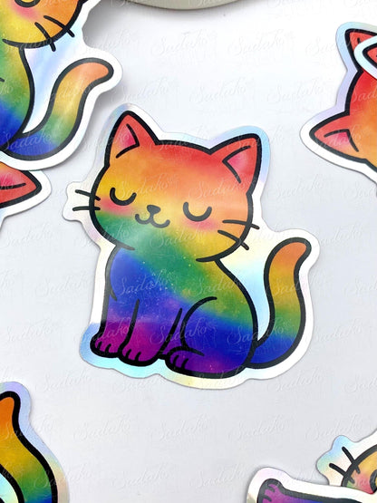 LGBTQ+ Pride Kätzchen Vinyl Sticker mit Holo-Laser-Effekt
