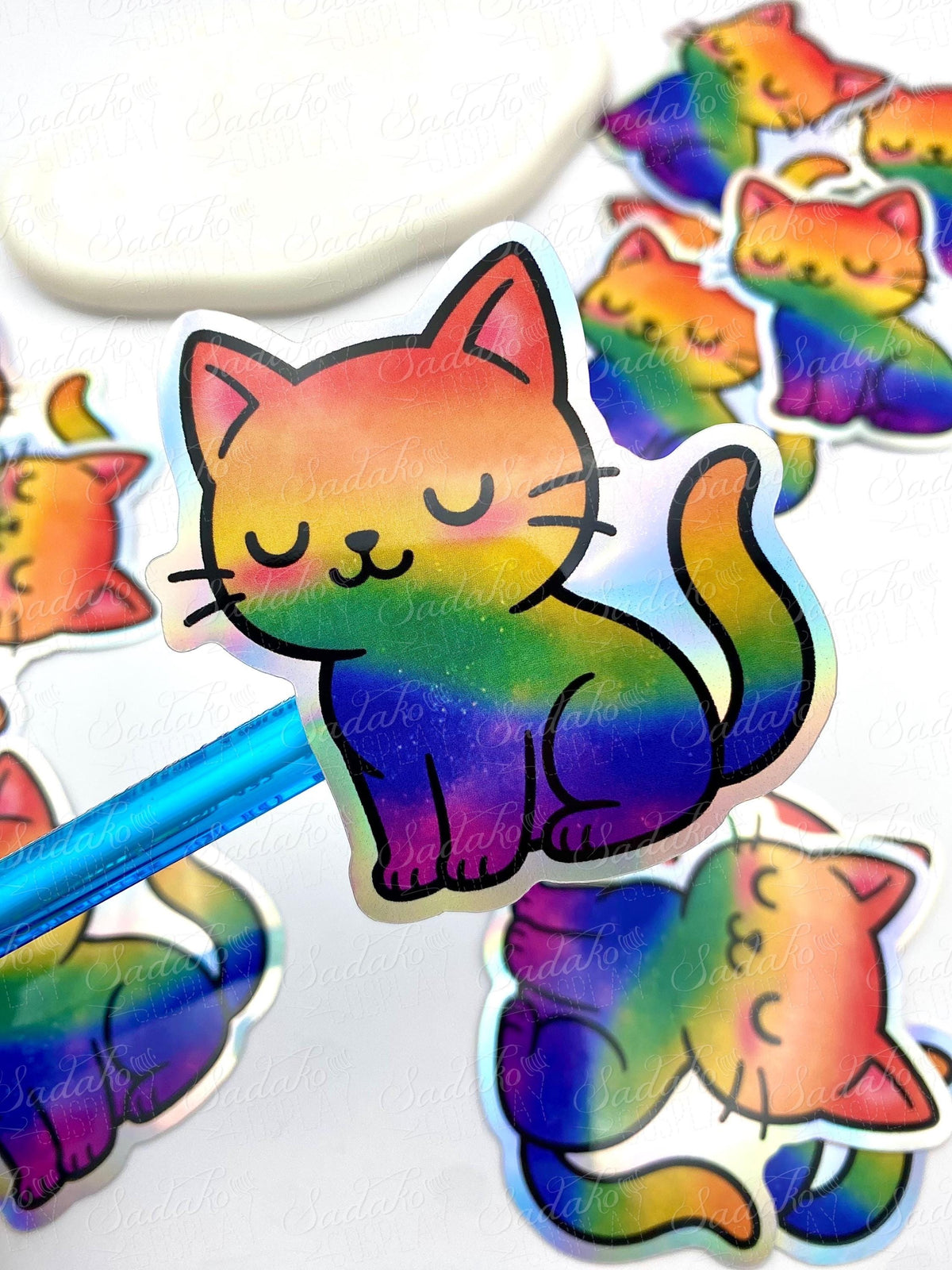 LGBTQ+ Pride Kätzchen Vinyl Sticker mit Holo-Laser-Effekt