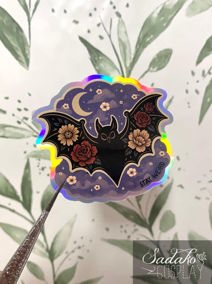 Gothic "Celestial Fledermaus" Vinyl Sticker mit Holo-Laser-Effekt