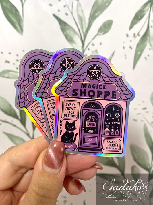 Gothic "Magic Witch Shop" Vinyl Sticker mit Holo-Laser-Effekt