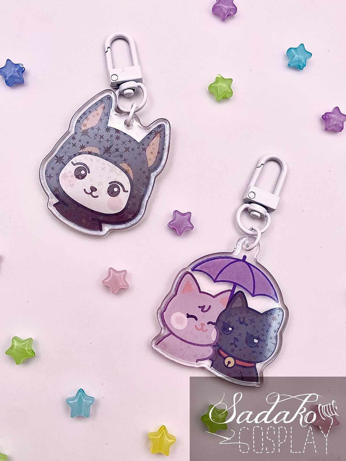 ATEEZ „Doberman Hetmongi“ Yeosang Acrylic Keychain mit Glitzer Sternen