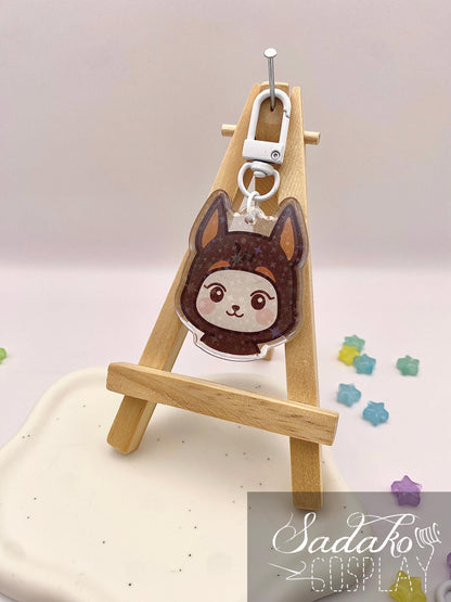 ATEEZ „Doberman Hetmongi“ Yeosang Acrylic Keychain mit Glitzer Sternen