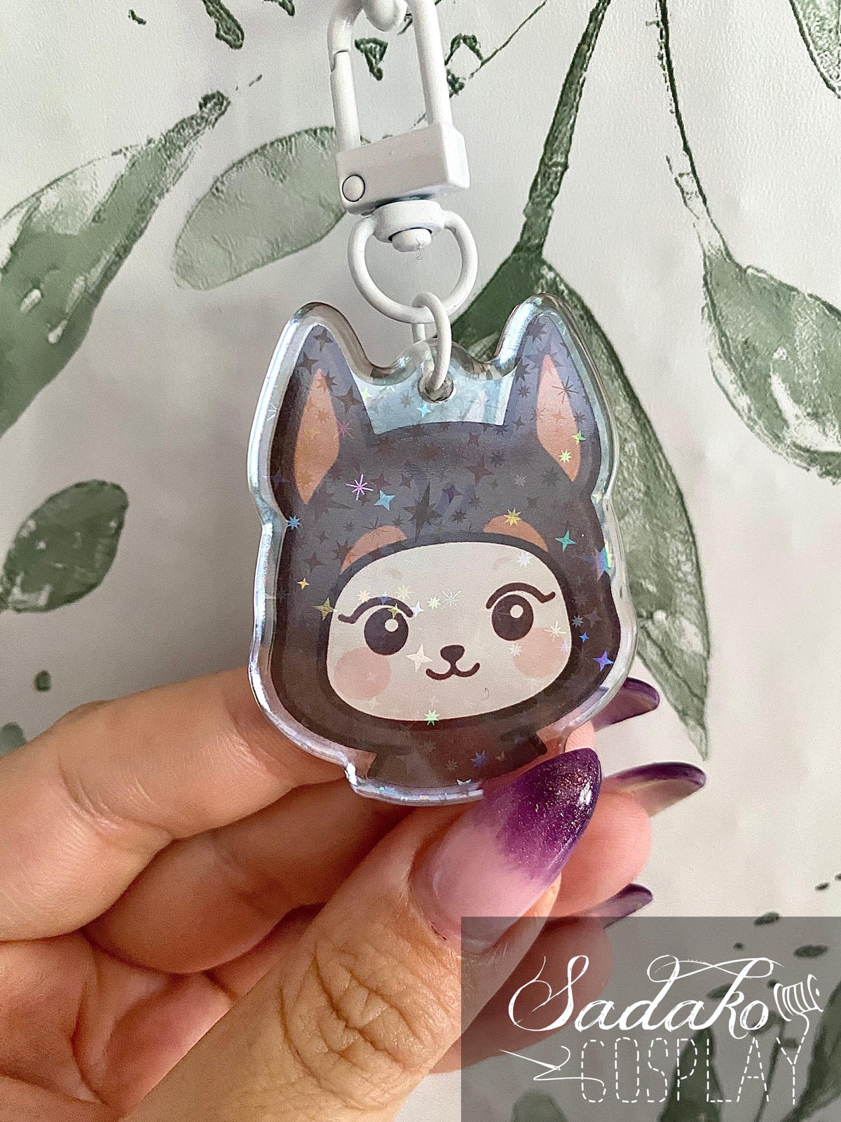 ATEEZ „Doberman Hetmongi“ Yeosang Acrylic Keychain mit Glitzer Sternen