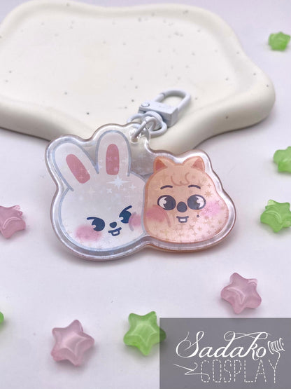 PREORDER Stray Kids „Minsung“ Acrylic Keychain mit Glitzer Sternen