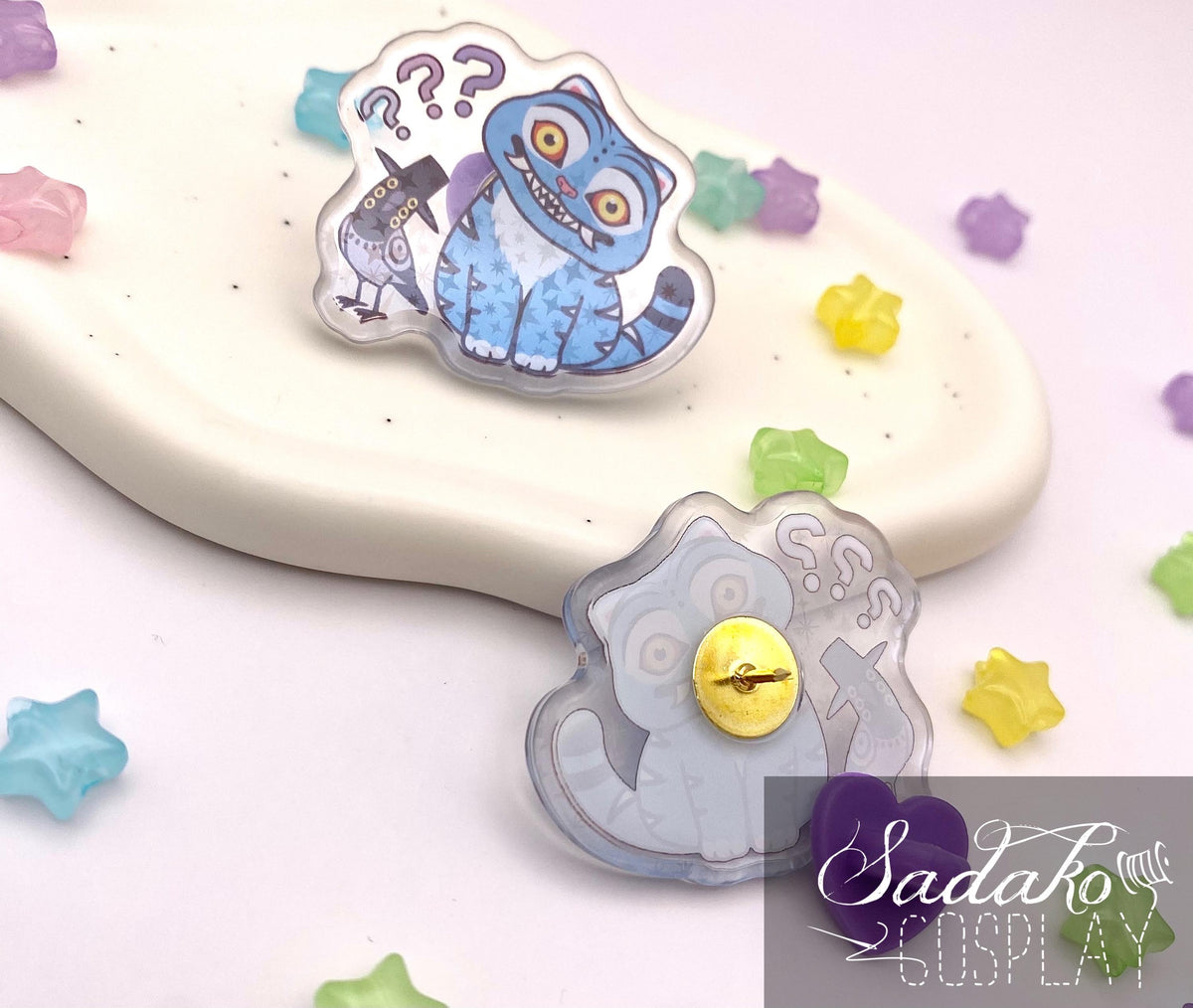Derpy Tiger & Sussie Acrylic Pin, glitzernder K-Pop Demon Hunters Anstecker
