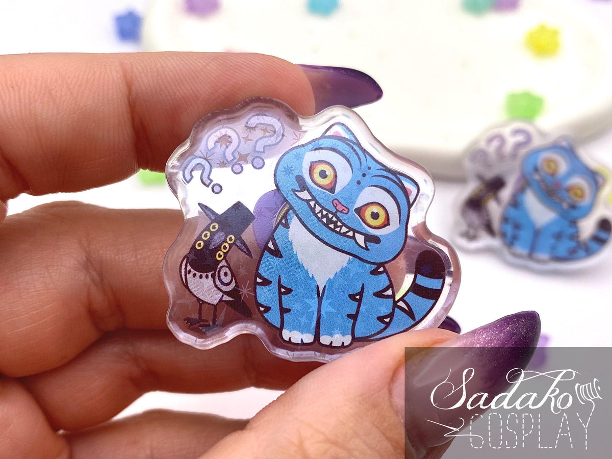 Derpy Tiger & Sussie Acrylic Pin, glitzernder K-Pop Demon Hunters Anstecker