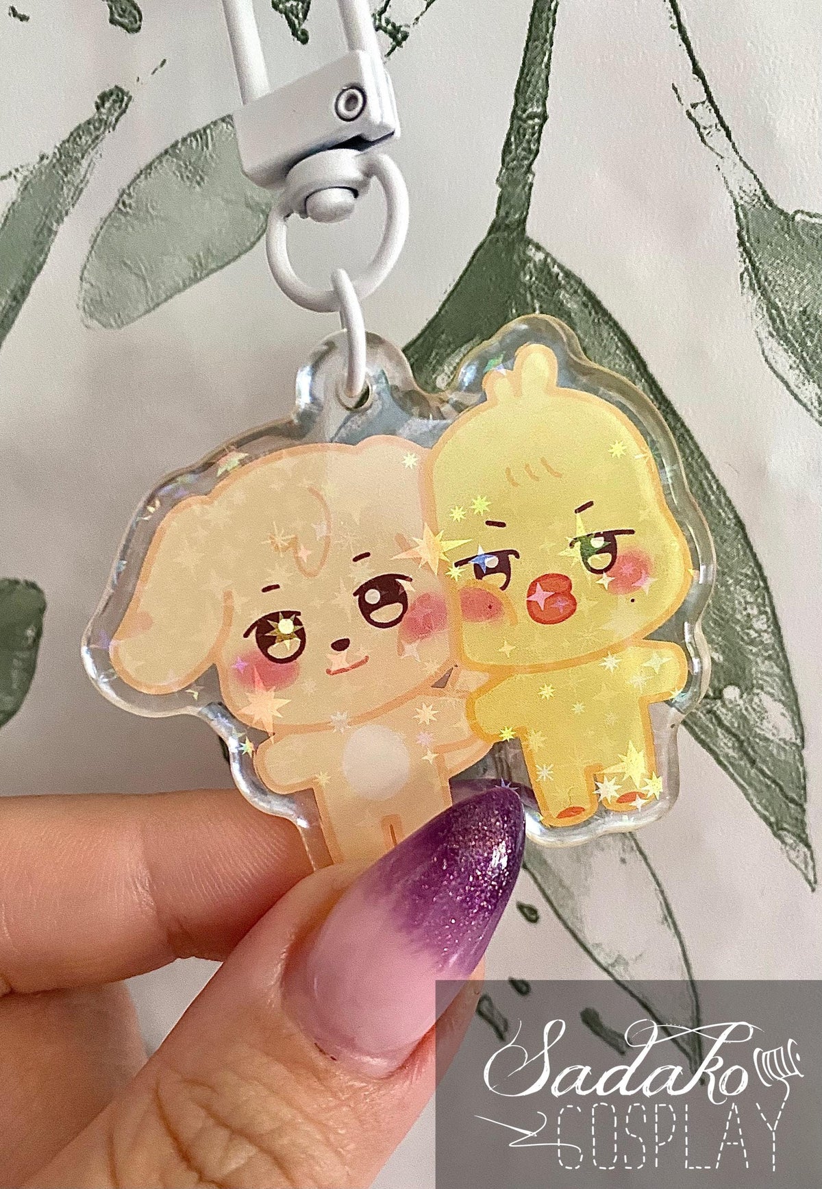 ATEEZ „Aniteez Couple“ Acrylic Keychain mit Glitzer Sternen - Seongjoong, Yungi, WooSan, JongSang