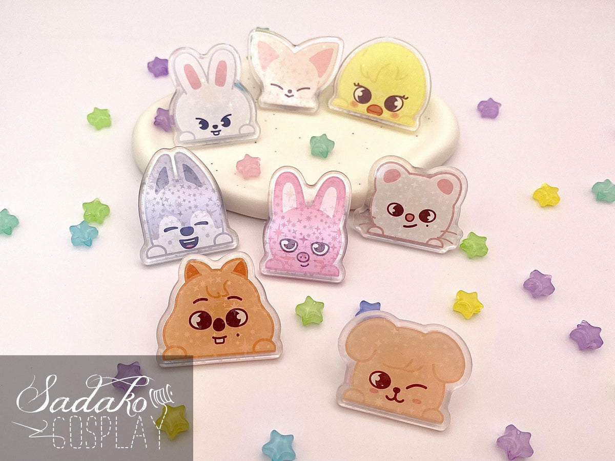 SKZOO Peeking Acrylic Pin, glitzernder Stray Kids Anstecker