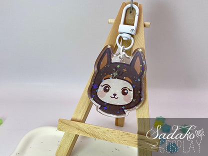 ATEEZ „Doberman Hetmongi“ Yeosang Acrylic Keychain mit Glitzer Sternen