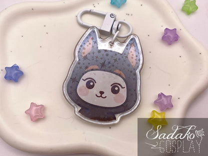 ATEEZ „Doberman Hetmongi“ Yeosang Acrylic Keychain mit Glitzer Sternen