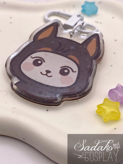 ATEEZ „Doberman Hetmongi“ Yeosang Acrylic Keychain mit Glitzer Sternen