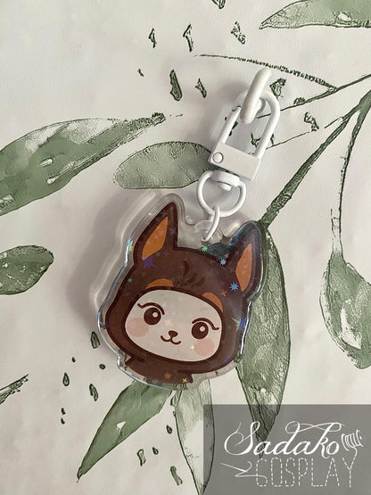 ATEEZ „Doberman Hetmongi“ Yeosang Acrylic Keychain mit Glitzer Sternen