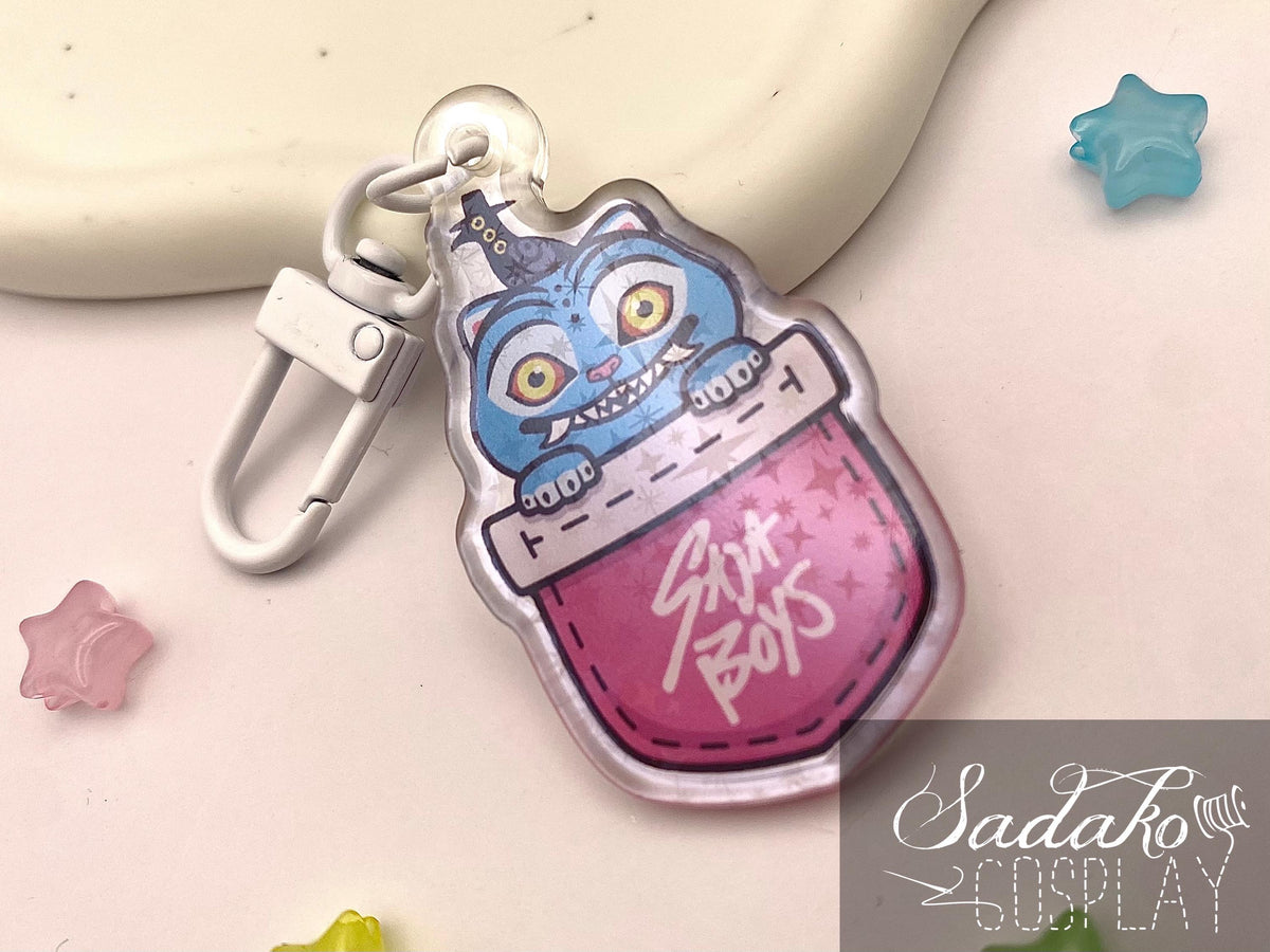 Derpy Tiger & Sussie in a Pocket Acrylic Keychain mit Glitzer Sternen, K-Pop Demon Hunters Anhänger