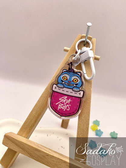 Derpy Tiger & Sussie in a Pocket Acrylic Keychain mit Glitzer Sternen, K-Pop Demon Hunters Anhänger