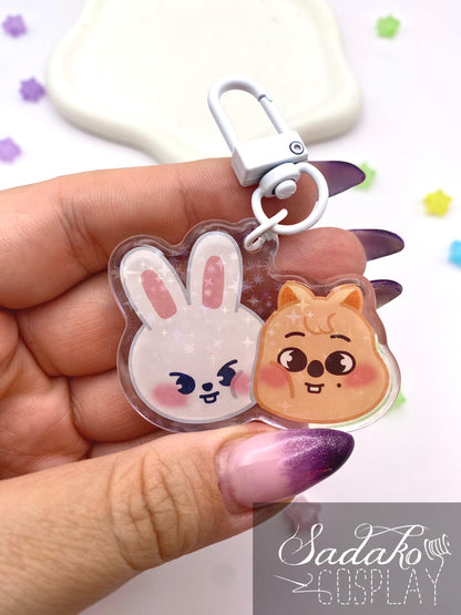 PREORDER Stray Kids „Minsung“ Acrylic Keychain mit Glitzer Sternen