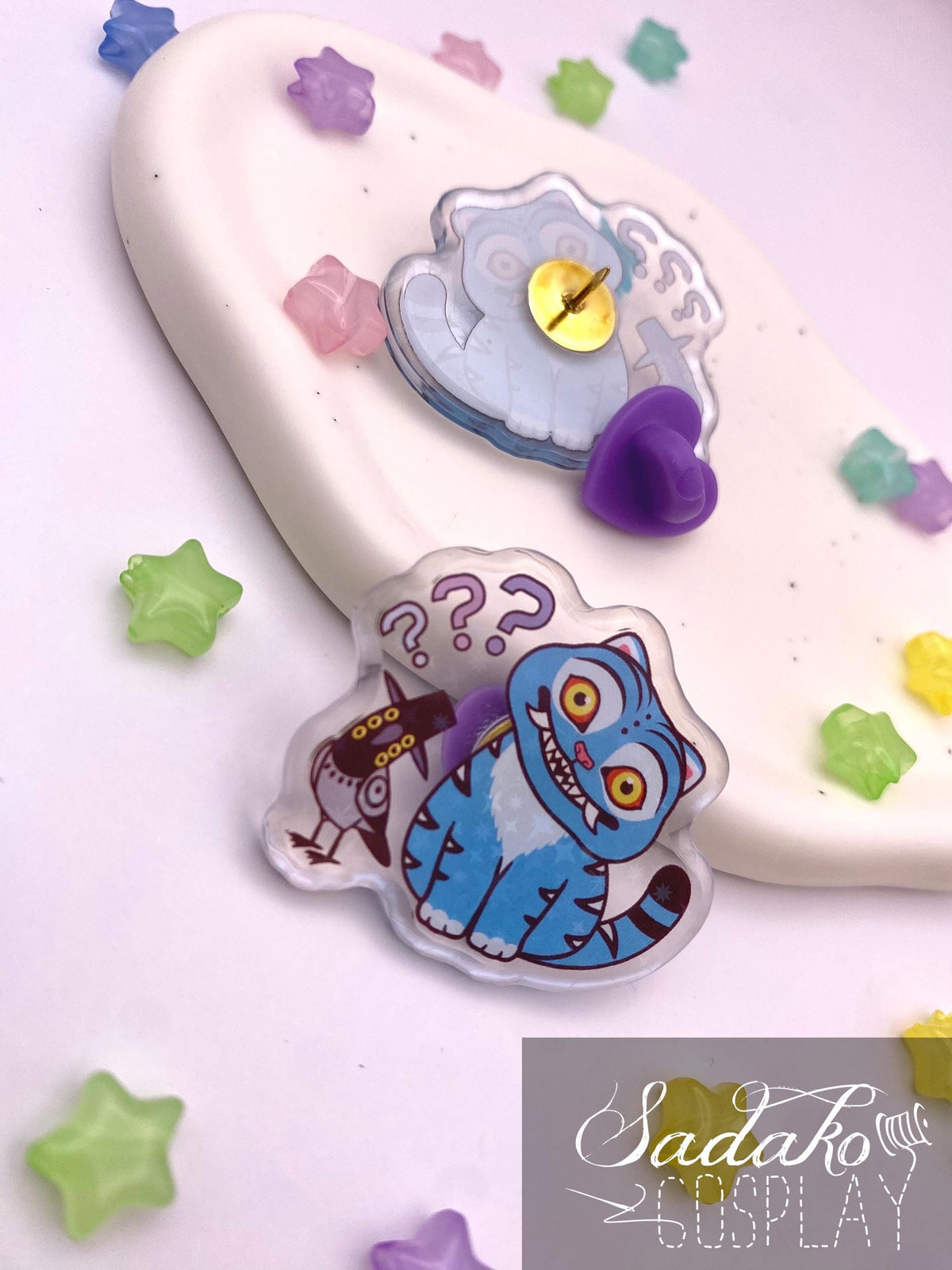 Derpy Tiger & Sussie Acrylic Pin, glitzernder K-Pop Demon Hunters Anstecker