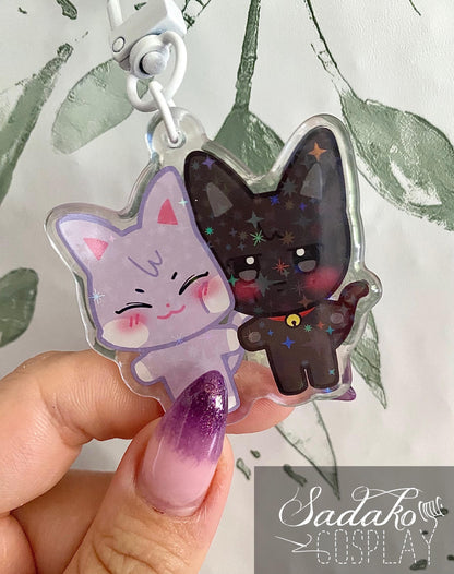 ATEEZ „Aniteez Couple“ Acrylic Keychain mit Glitzer Sternen - Seongjoong, Yungi, WooSan, JongSang