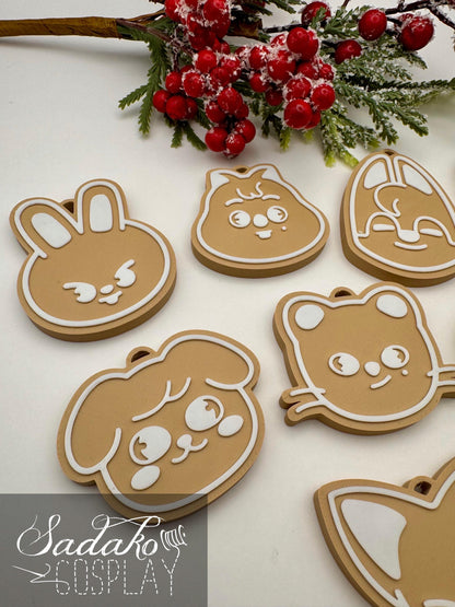SKZOO Christmas Ornament – Stray Kids Gingerbread Deko Anhänger, K-Pop Weihnachtsbaum Schmuck, 3D gedruckt, SKZOO Tiere, Geschenk für K-Pop