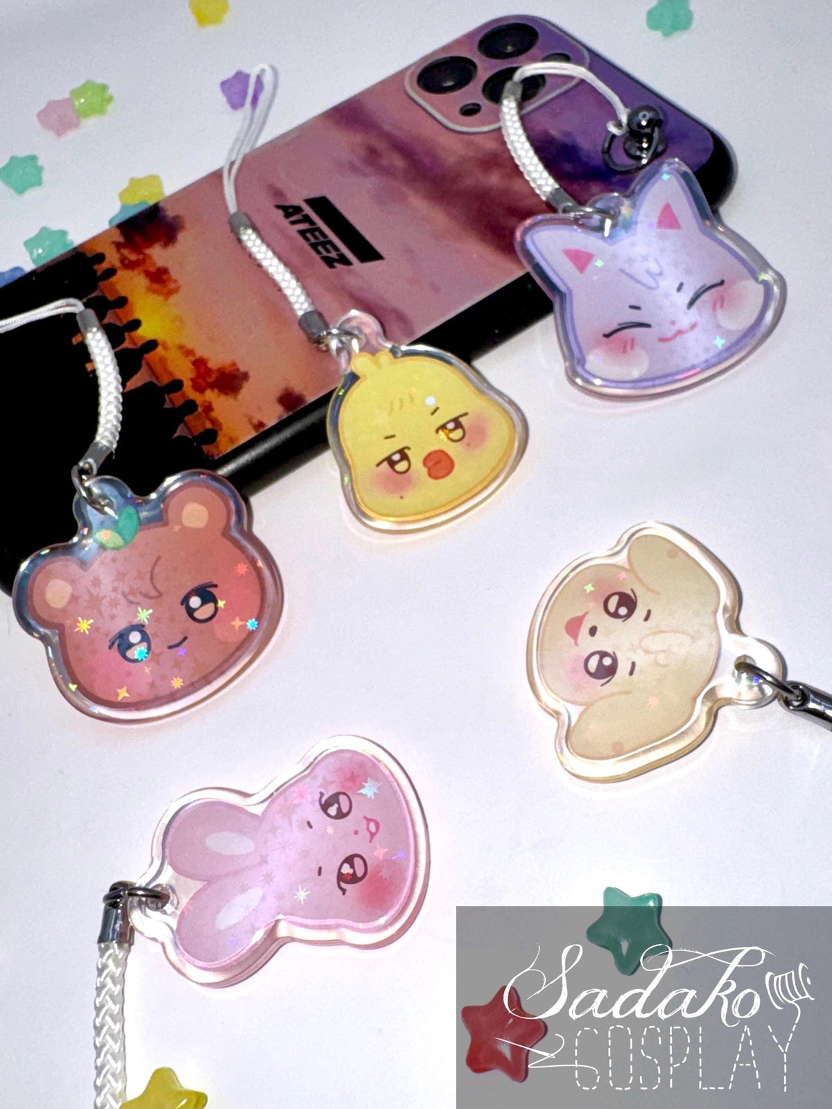 ATEEZ "Aniteez" Phone Charm Keychain mit Holo-Stern-Effekt