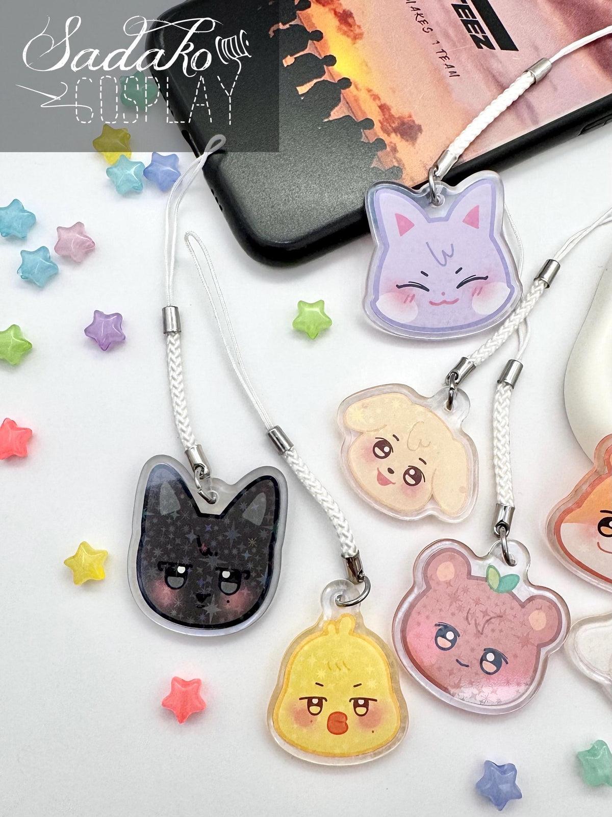 ATEEZ "Aniteez" Phone Charm Keychain mit Holo-Stern-Effekt