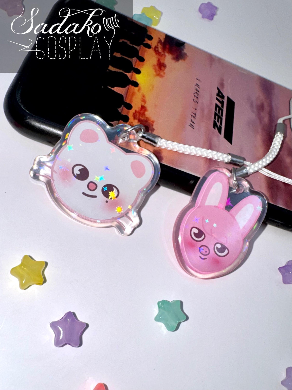 Stray Kids "SKZOO" Phone Charm Keychain mit Holo-Stern-Effekt