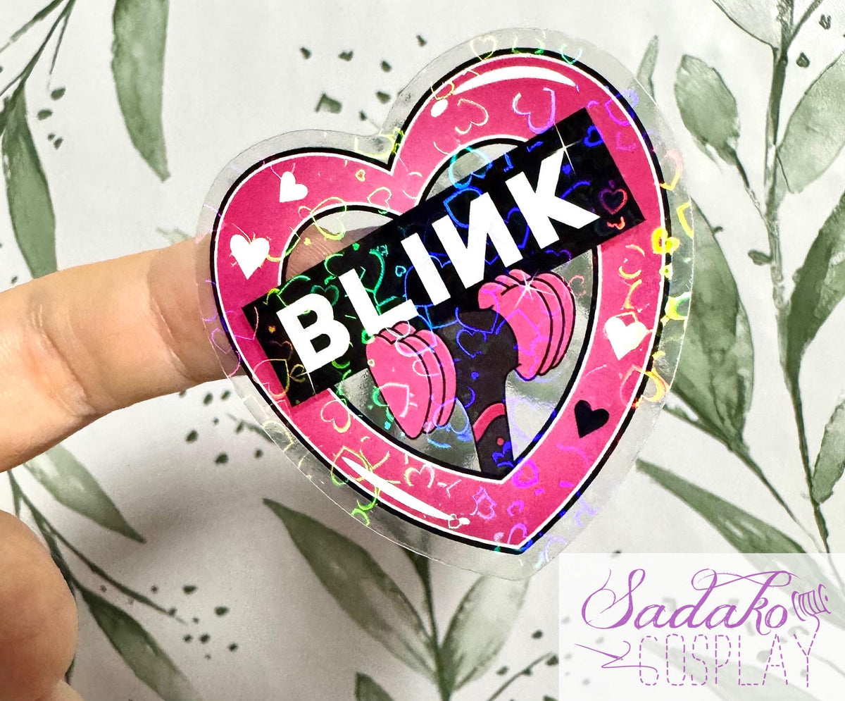 Black Pink & Blink transparenter Sticker - K-Pop Heart Collection, wasserfester Holo-Aufkleber