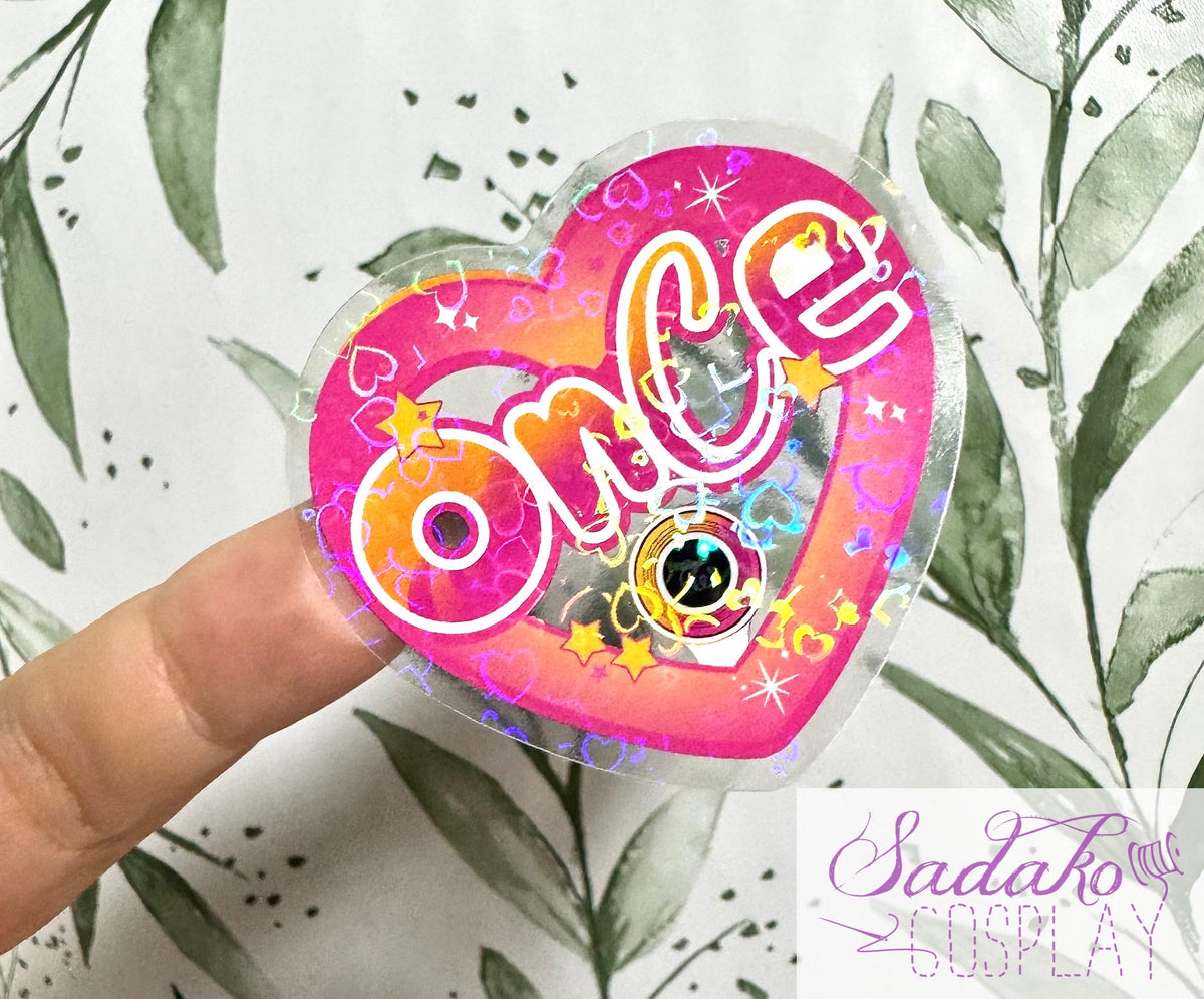 Twice & Once transparenter Sticker - K-Pop Heart Collection, wasserfester Holo-Aufkleber