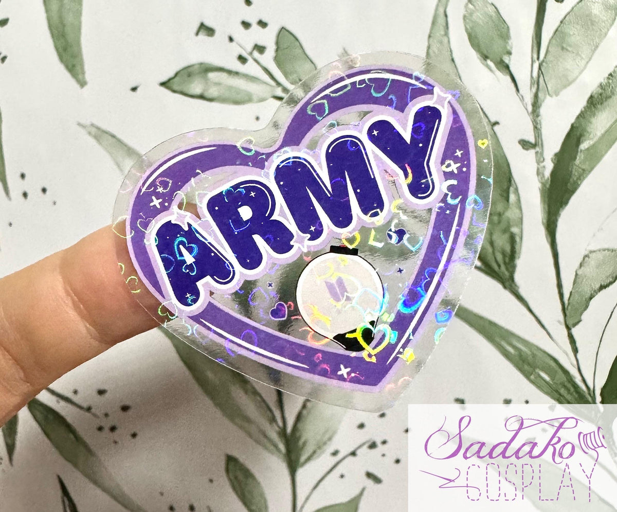 BTS & Army transparenter Glitter Sticker - K-Pop Heart Collection