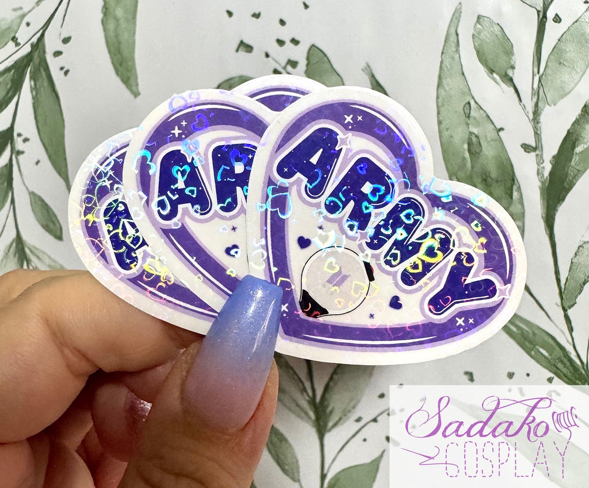 BTS & Army transparenter Glitter Sticker - K-Pop Heart Collection
