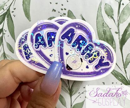 BTS & Army transparenter Glitter Sticker - K-Pop Heart Collection