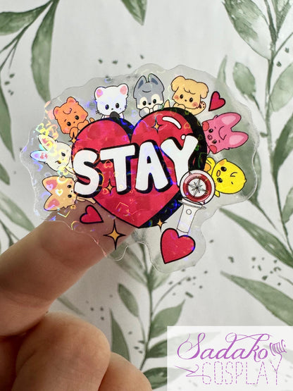 SKZOO & Stay Herz transparenter Stray Kids Glitter Sticker