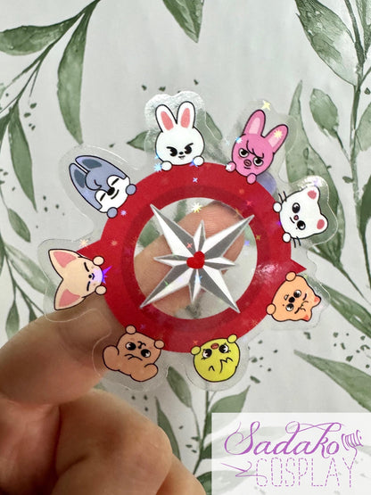 SKZOO Lightstick Kompass transparenter Sticker - wasserfester Holo-Aufkleber, Stray Kids