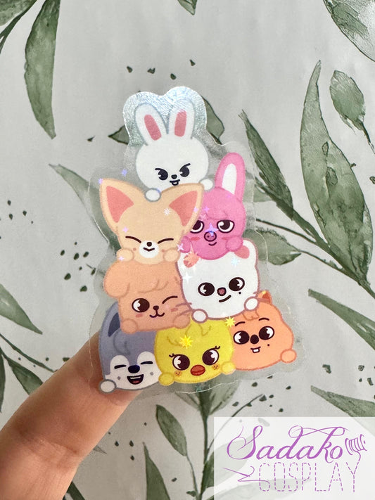 SKZOO cuddle pile transparenter Sticker - wasserfester Holo-Aufkleber, Stray Kids