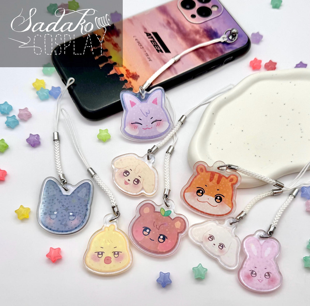 ATEEZ "Aniteez" Phone Charm Keychain mit Holo-Stern-Effekt