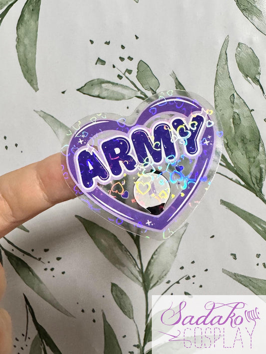 BTS & Army transparenter Glitter Sticker - K-Pop Heart Collection
