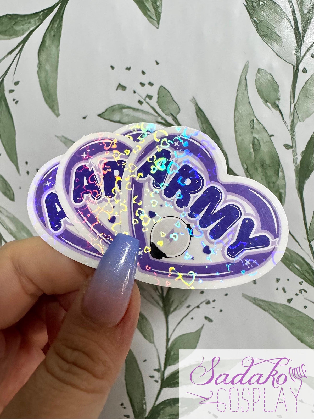 BTS & Army transparenter Glitter Sticker - K-Pop Heart Collection