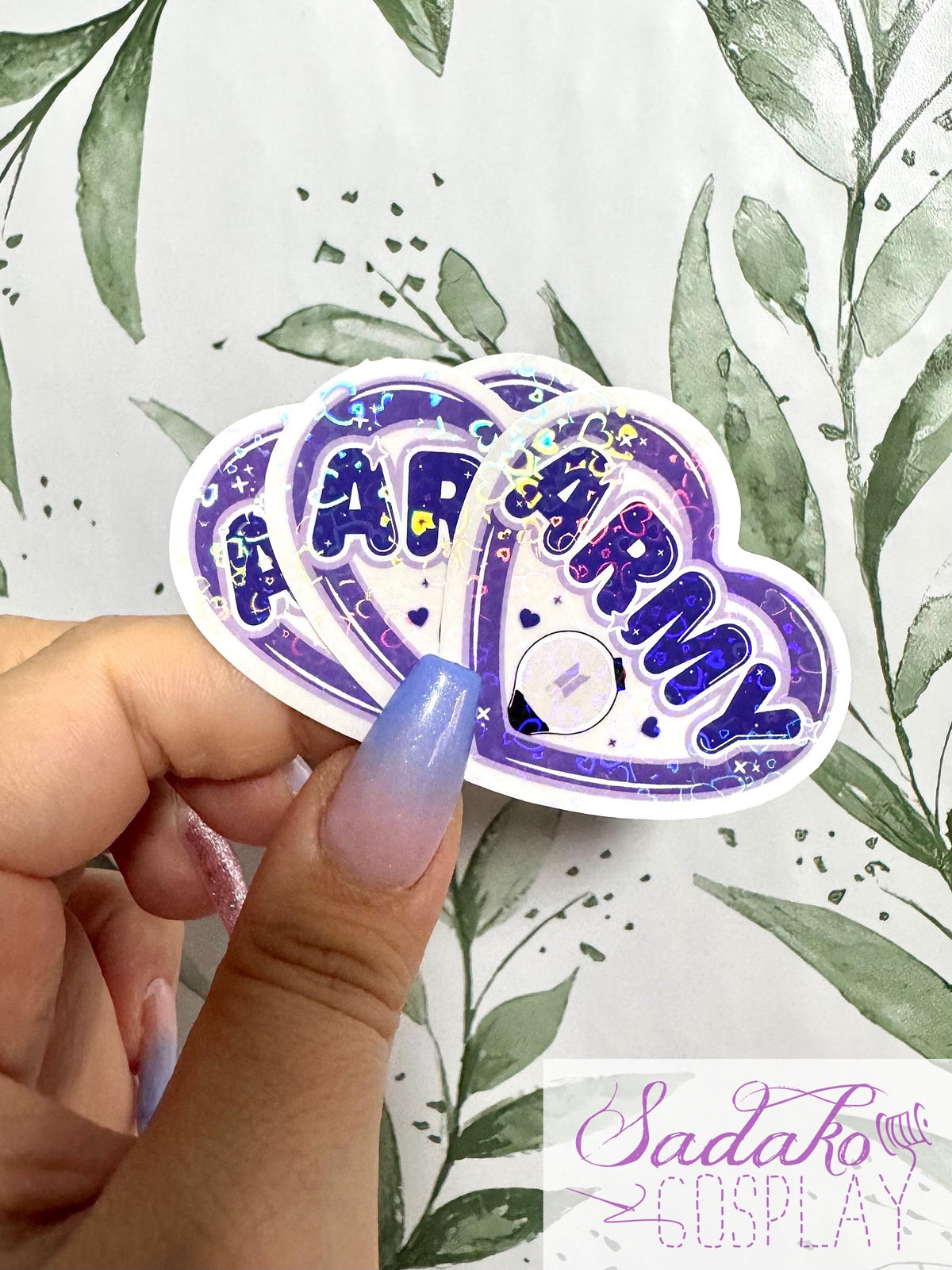 BTS & Army transparenter Glitter Sticker - K-Pop Heart Collection