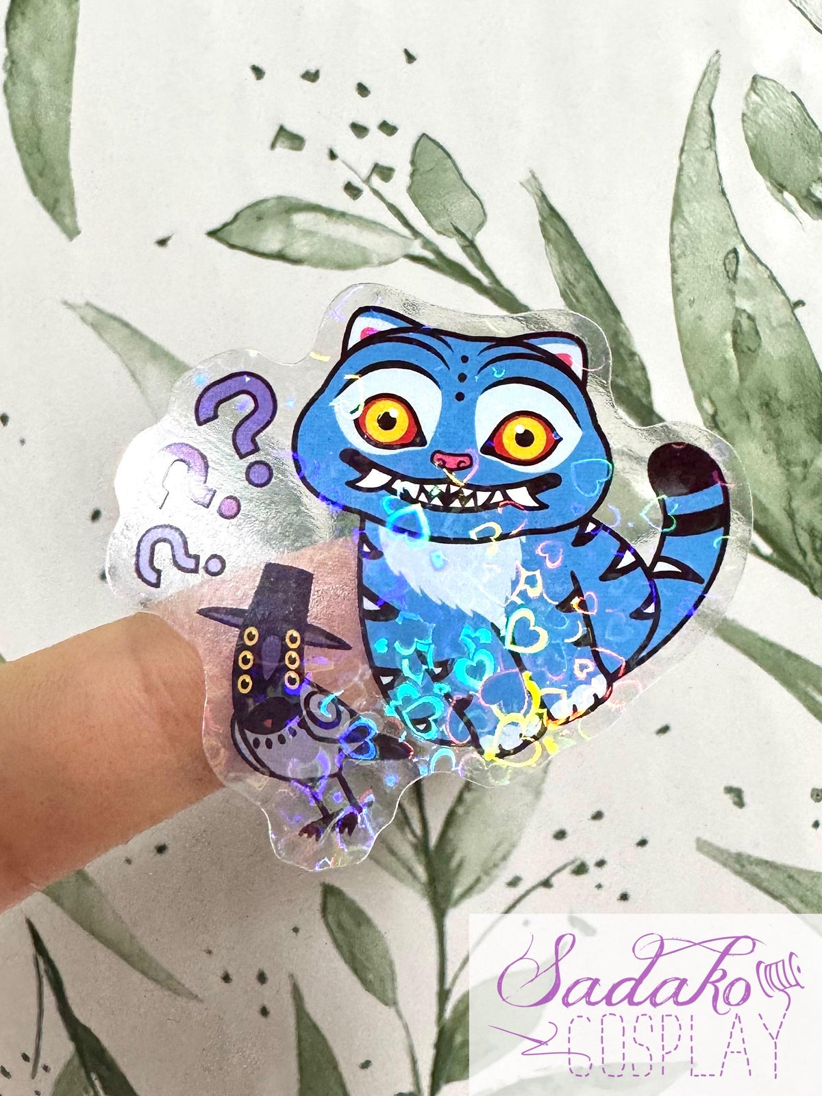 Confused Derpy Tiger & Sussie transparenter Sticker - wasserfester Holo-Aufkleber, K-Pop Demon Hunters