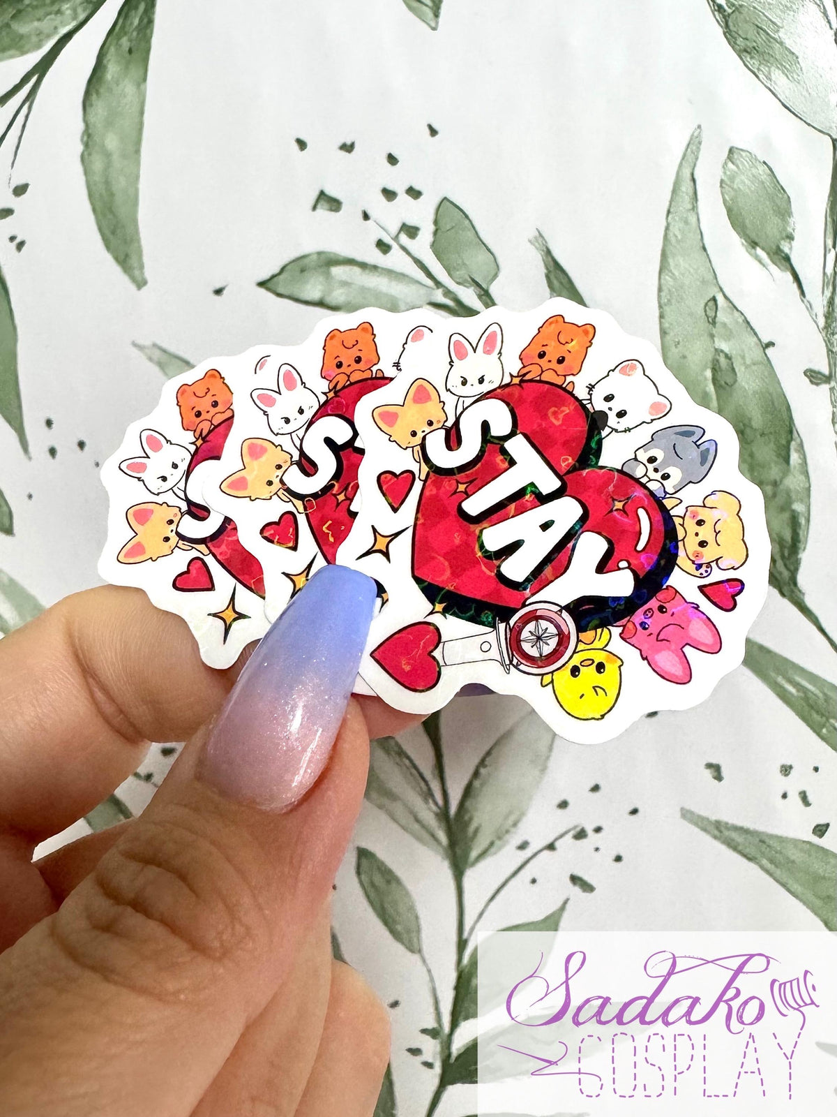 SKZOO & Stay Herz transparenter Stray Kids Glitter Sticker