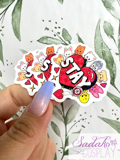 SKZOO & Stay Herz transparenter Stray Kids Glitter Sticker