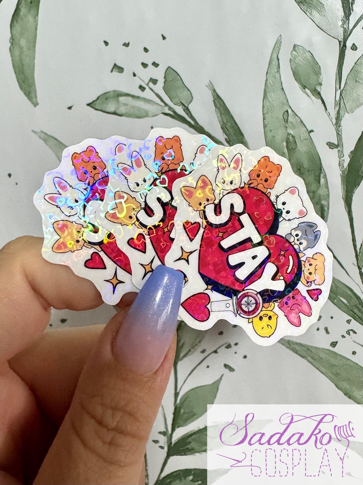 SKZOO & Stay Herz transparenter Stray Kids Glitter Sticker